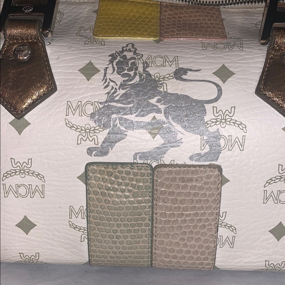 MCM White and Gold Satchel Bag - Picture 7 of 16